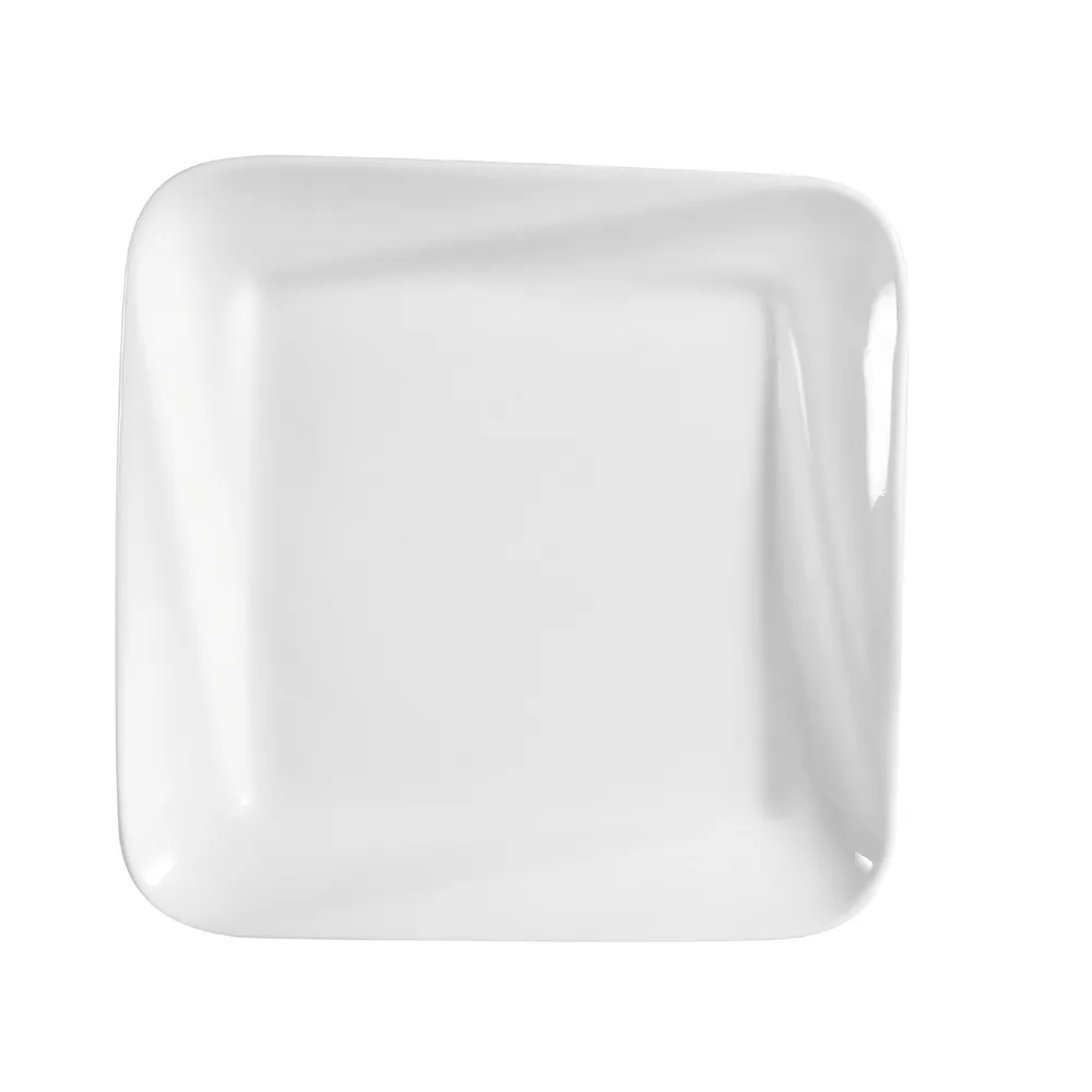 CAC China PNS-310 Plate - 10" L x 10" W x 1-1/4" H Square Deep Rim Porcelain Super White - Dozen