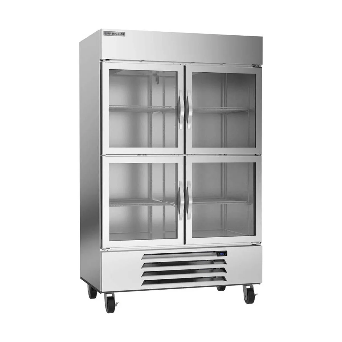 Beverage Air HBR49HC-1-HG 52" 2-Section Reach-In Refrigerator w/ 4 Glass Half Doors, Bottom Mount, 1/3 hp, 46 cu. ft.