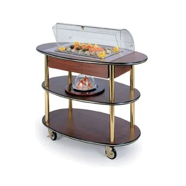 Lakeside 36306 Rounded Oval Appetizer Cart w/ 3 Shelf, Cut-Out Top Display
