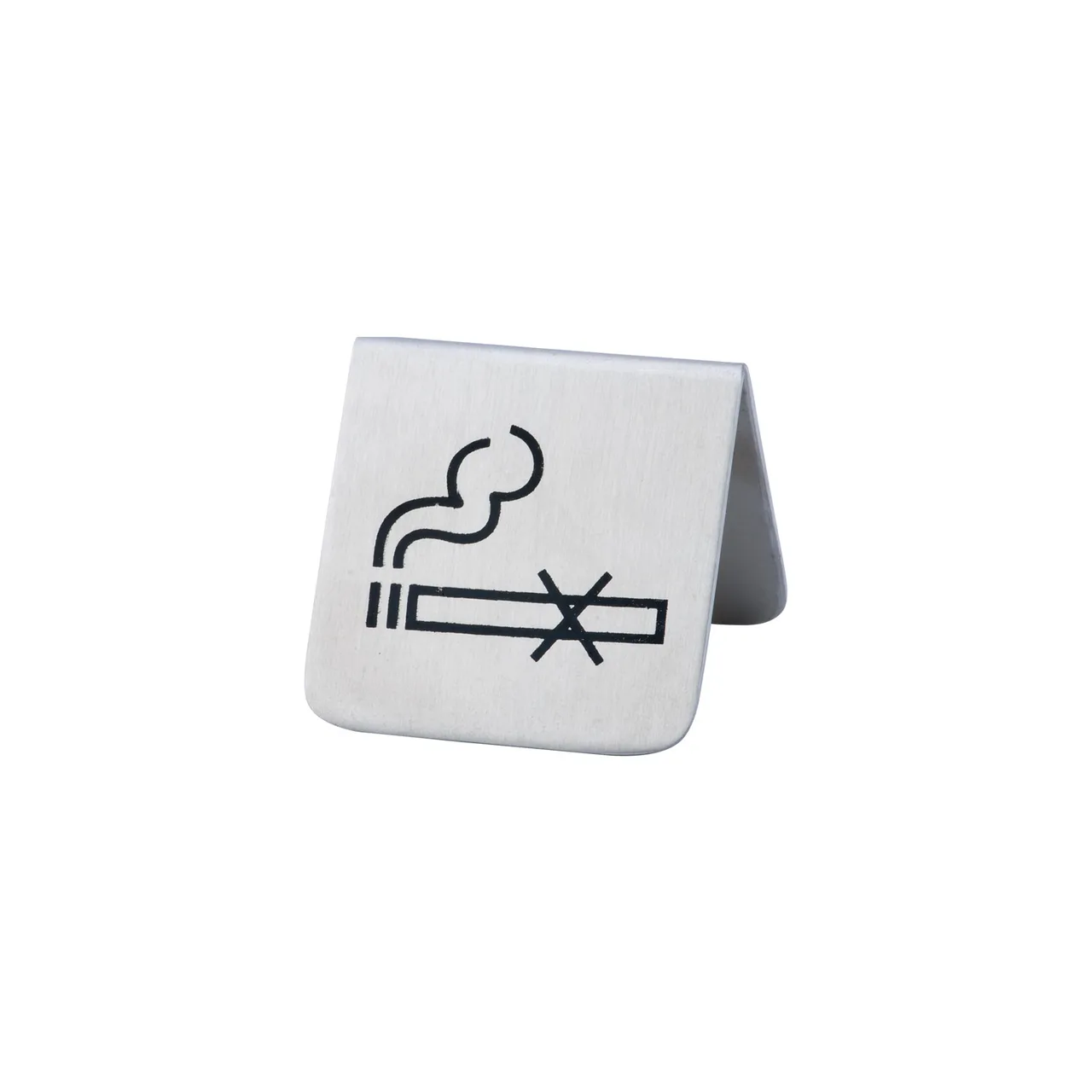 CAC China STNS-32 Table Tent Sign, 2-1/2" x 2"H, Stainless Steel, No Smoking Symbol