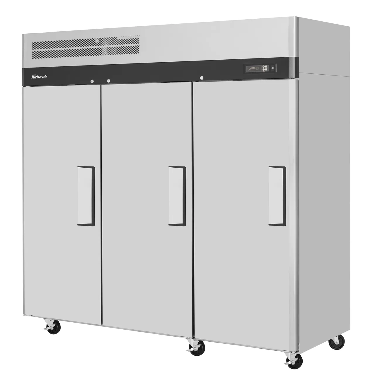 Turbo Air M3R72-3-N-AL(-AR) 77" 3-Solid Door Reach-In Refrigerator, 65.8 cu. ft., Stainless Steel Exterior, Top Mounted