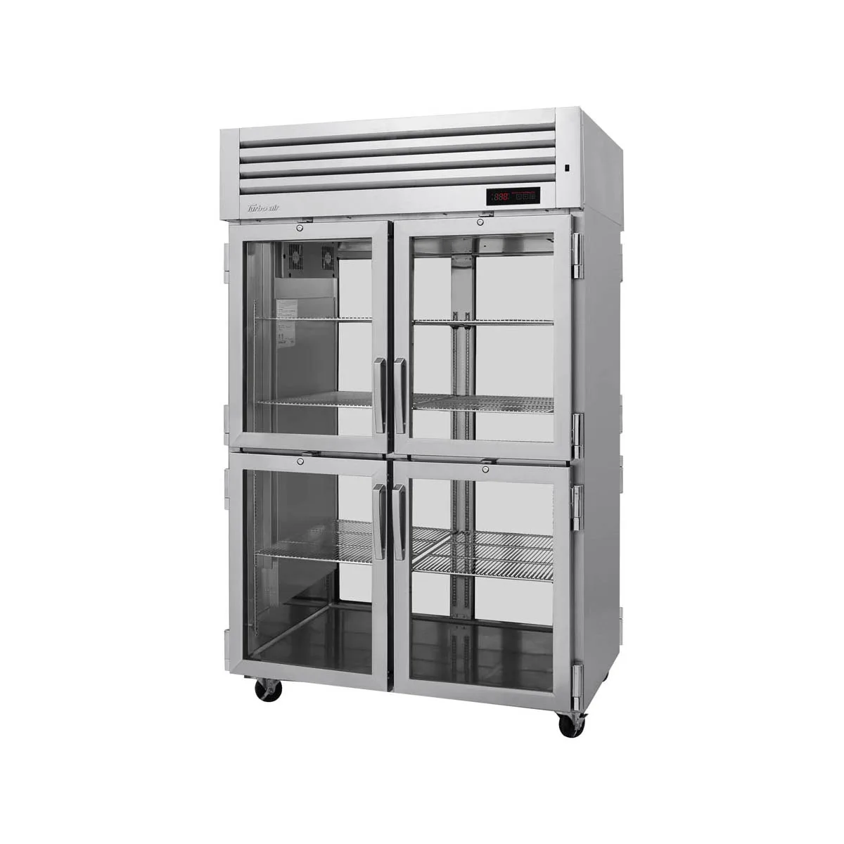 Turbo Air PRO-50-4H-G-PT 2-Section 8-Door Glass Heated Holding Cabinet, 48.7 cu ft, Stainless Steel