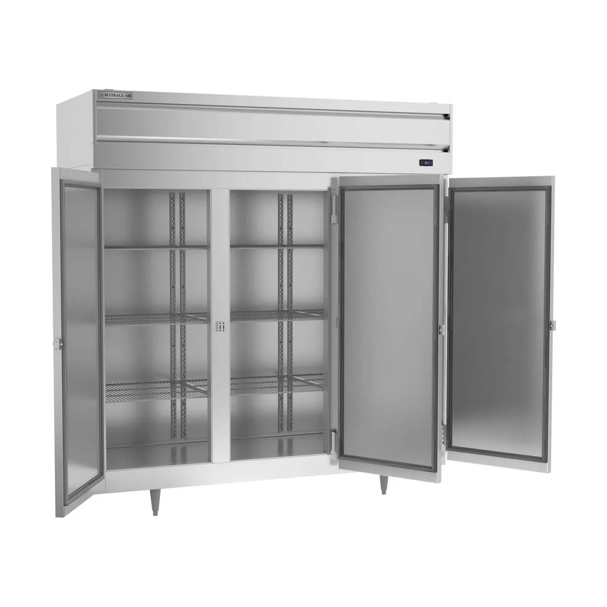 Beverage Air PR3HC-1AS 77.75" 3-Section Reach-In Refrigerator w/ 3 Solid Full Doors, Top Mounted, Aluminum Interior, 68 cu. ft.
