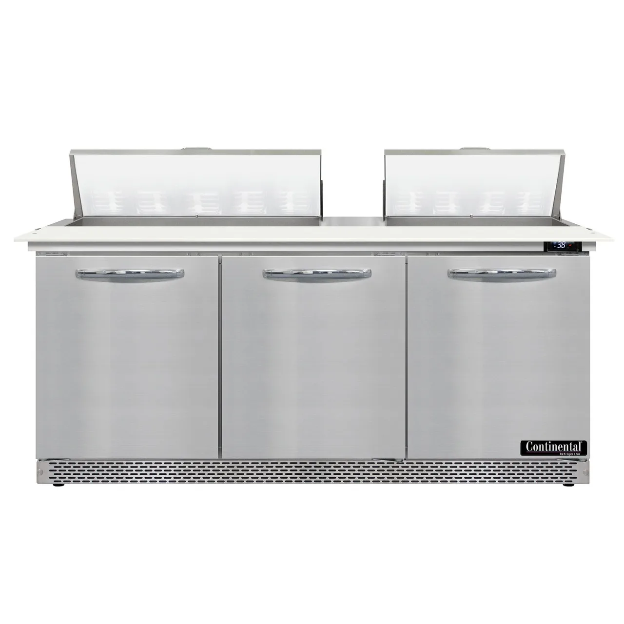 Continental Refrigerator D72N18C-FB 72" Sandwich / Salad Prep Table w/ 3 Doors, 18 Pans
