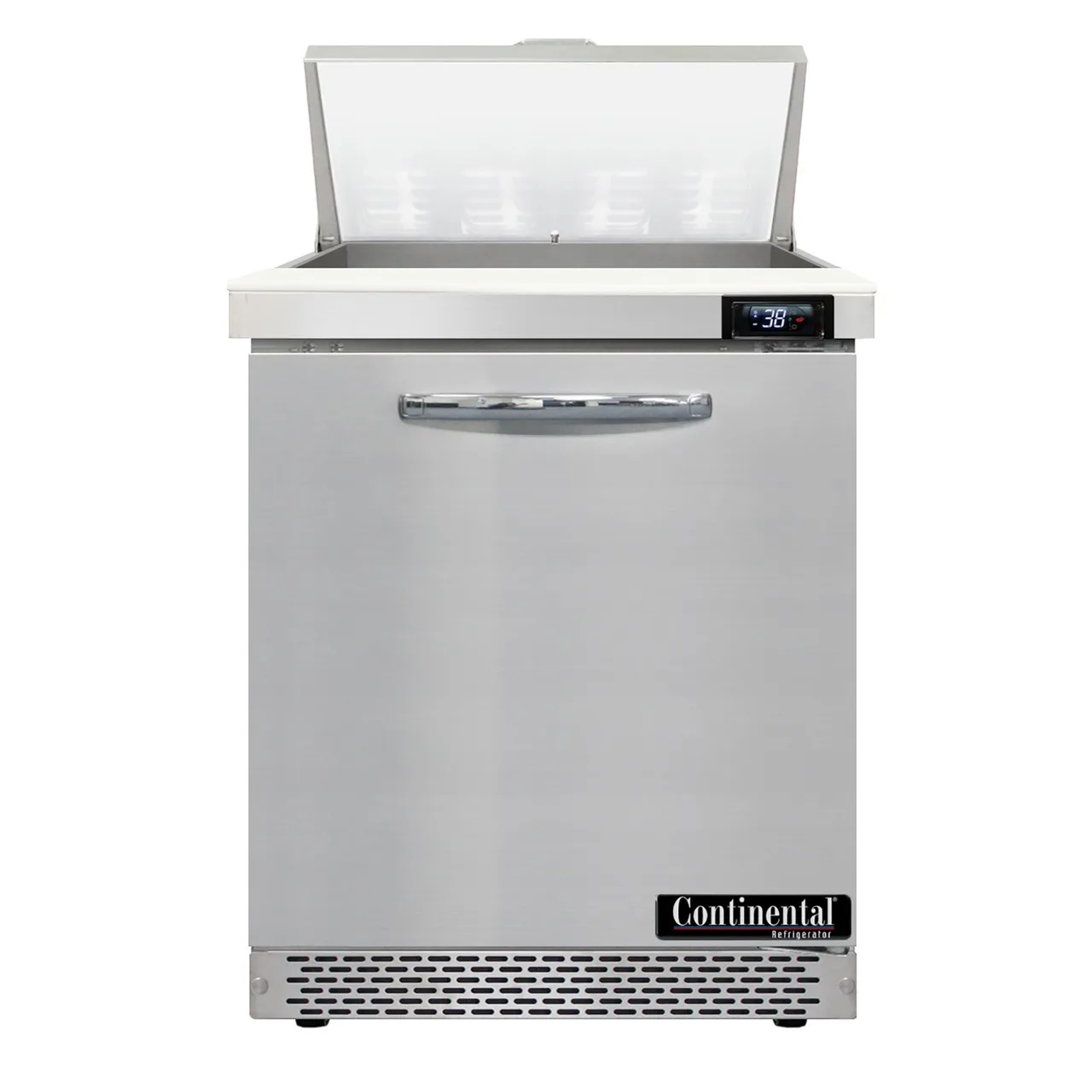 Continental Refrigerator SW27N8-FB 27" 1-Door Sandwich and Salad Prep Table, 8 Pans, Stainless Steel Exterior