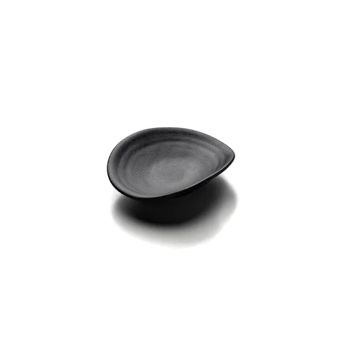 GET JW6003-B Plate, 4-1/4"L x 3-7/8"W x 1"H Oval, Black Melamine, Break/Chip/Stain/Scratch Resistant