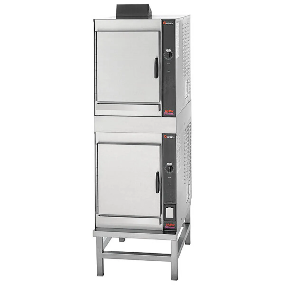 Groen (2)HY-5EF 10 Pan Stainless Steel Electric Pressureless Convection Steamer w/ (2) Stacked and Stand