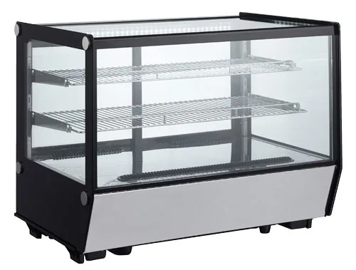 Omcan USA 47278 27" Full Service Countertop Refrigerated Display Case with Sliding Glass Door, 2 Shelves - 5.65 cu. ft. / 160 w