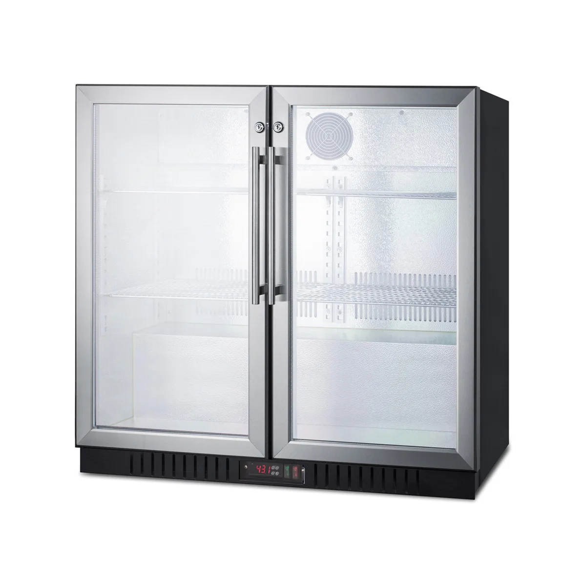 Summit SCR7012DB Beverage Merchandiser in Black, Two Swing Glass Door w/ Lock, 7.4 cu. ft.