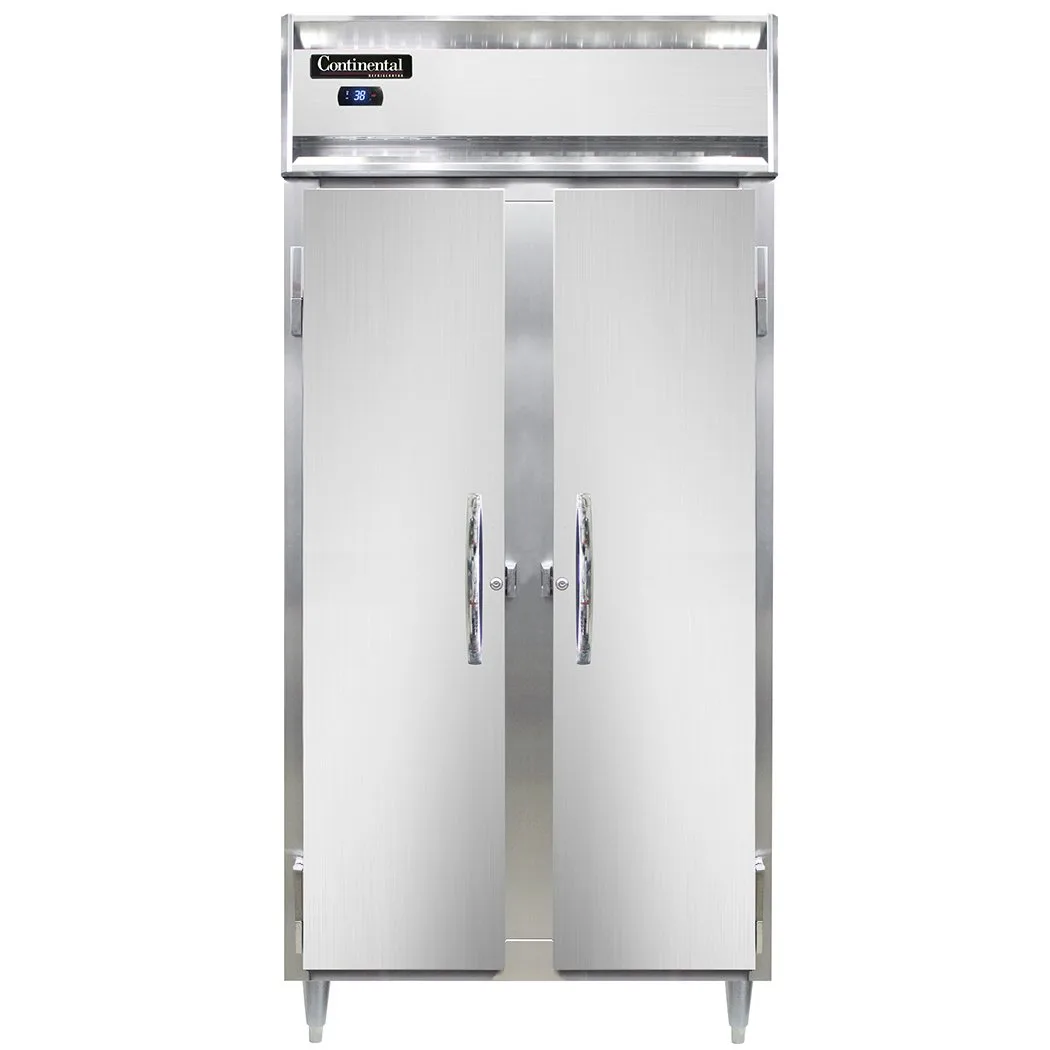 Continental Refrigerator D2RSESNSS 36" 2-Section Reach-In Refrigerator w/ 2 Solid Doors, All Stainless Steel, 24 cu. ft.