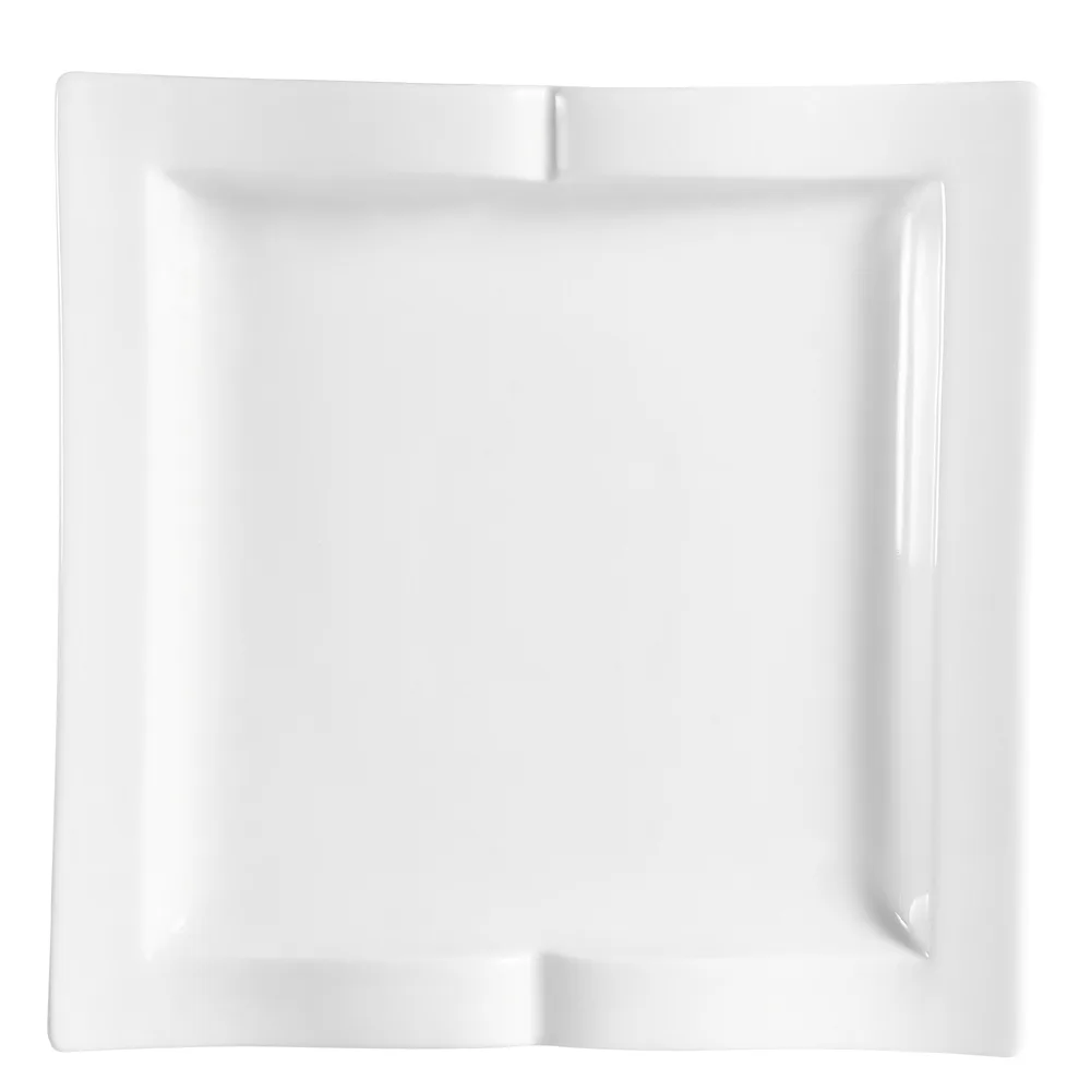 CAC China GBK-110 Square Pasta Plate, 22 oz, Bone White Porcelain, Dishwasher Safe - 1 Dozen
