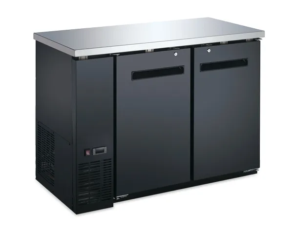 Omcan USA 59057 Aurora 48" Back Bar Cooler, 11.2 cu ft, Black, Doors, LCD, 4 Shelves, R290