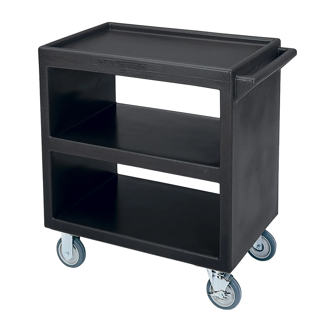 Cambro SC230110 NSF Black Polyethylene 3-Shelf Service Cart - 33.25" x 20" x 34.63"