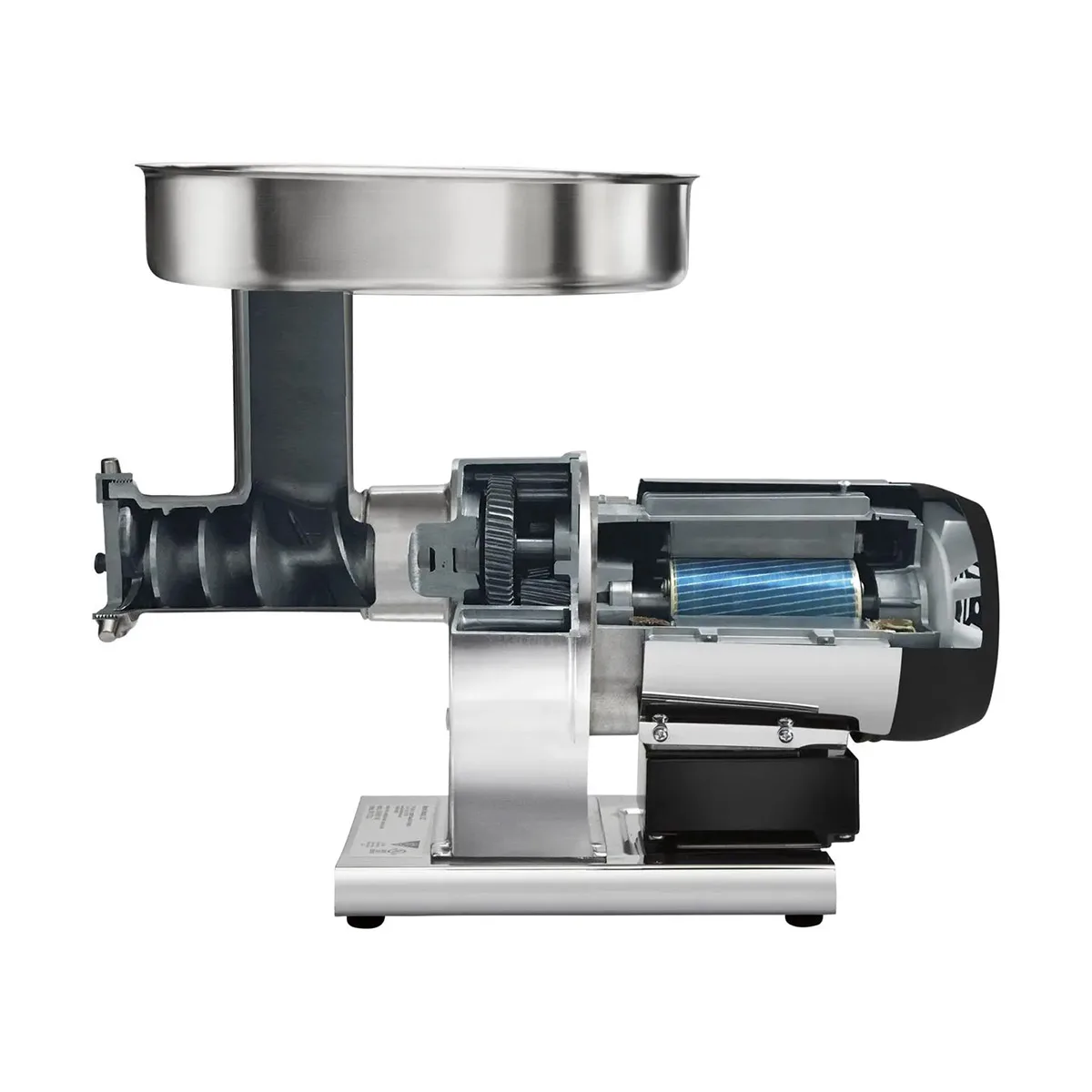 Hamilton Beach 09-0801-W Grinder, 0.5HP 350W 120V, #8 Hub, 4-6 lbs/min, 4.5mm & 7mm Plates, 4 Sausage Funnels 10-40mm