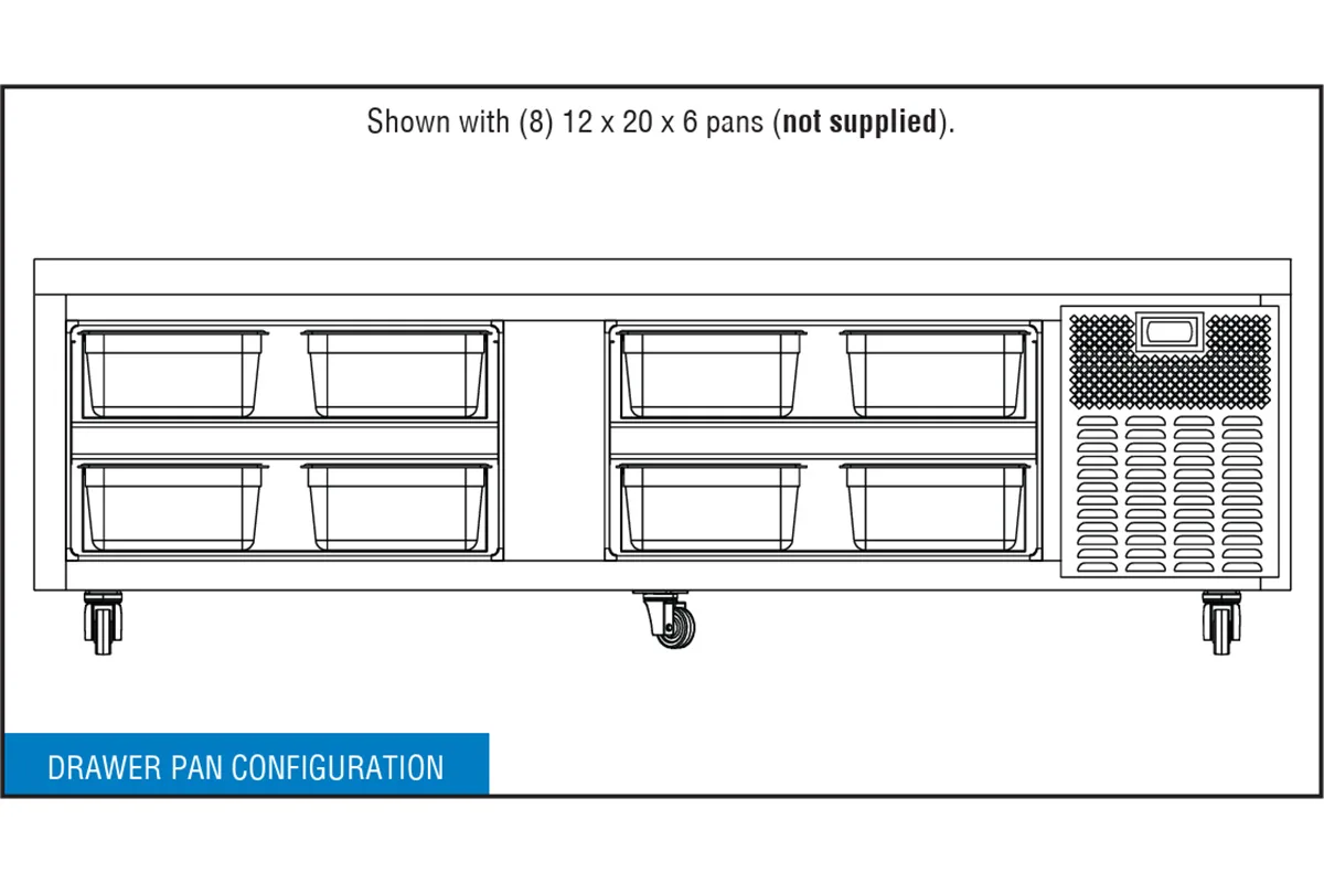 Continental Refrigerator D84GN 84" 4 Drawers Refrigerator Griddle Stand Chef Base w/ Marine Edge