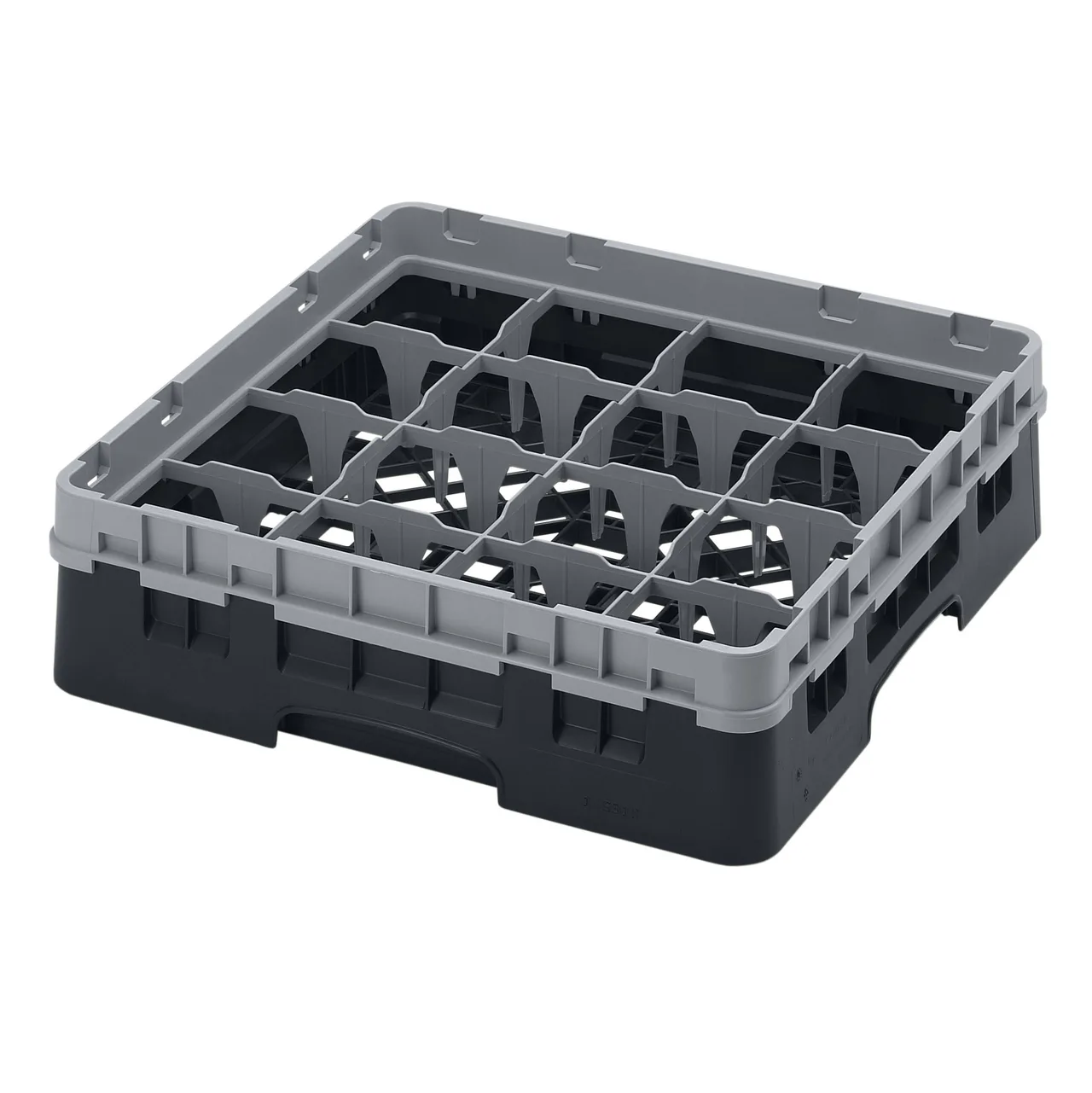 Cambro 16S318110 Camrack Glass Rack, Black, Full Size, 19-3/4 x 19-3/4, 16 Compartments, 4-3/8 Max Dia, HACCP