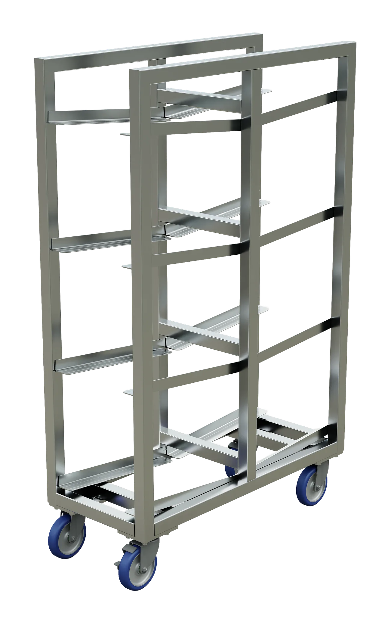 Winholt AL-1104-2S-ST Slanted Lug Rack, 15"W x 34.5"L x 55"H, 8 Shelves, Aluminum, Swivel Casters