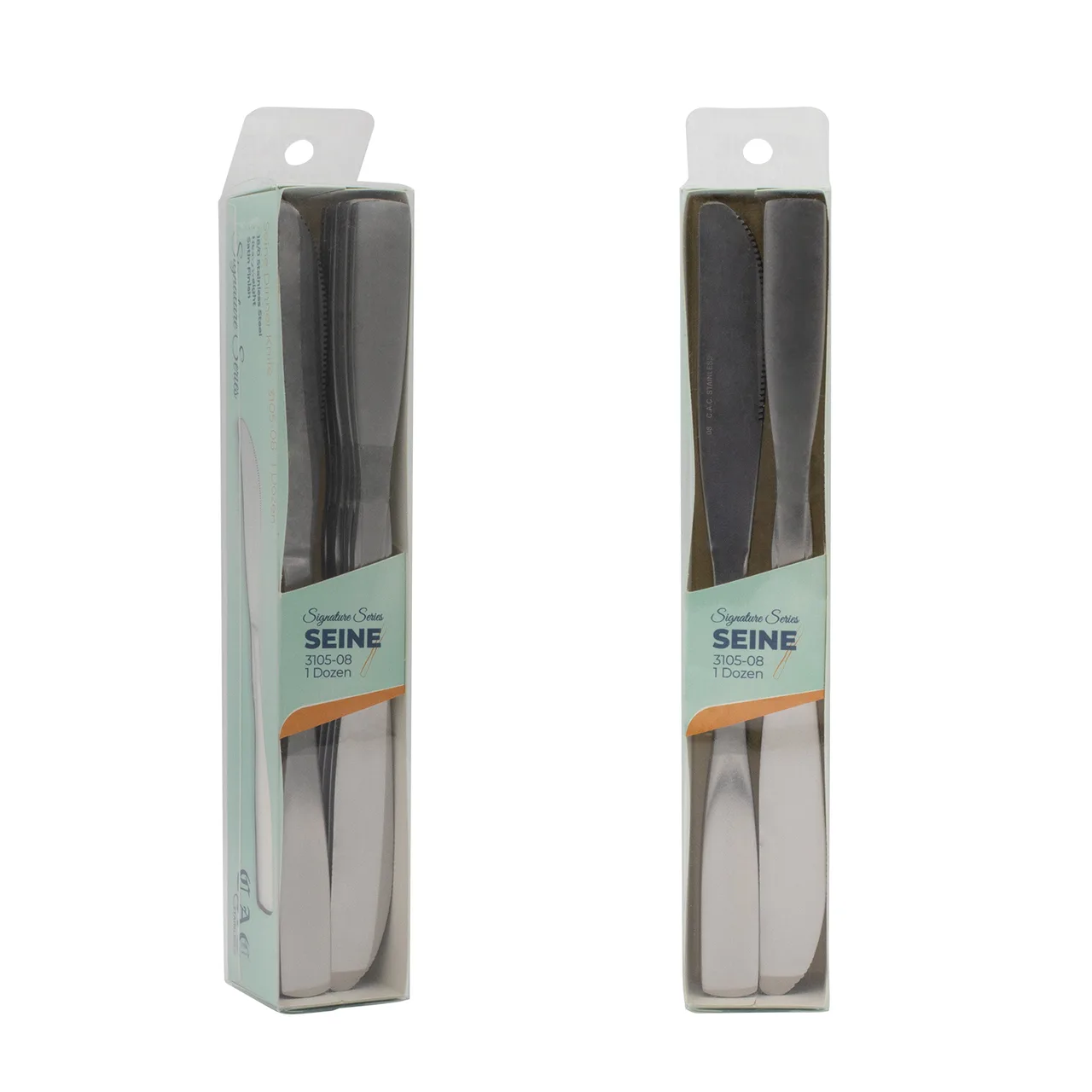 CAC China 3105-08 - Seine Dinner Knife 8 3/4" 18/0 Stainless Steel Solid Handle High Weight - 1 Dozen