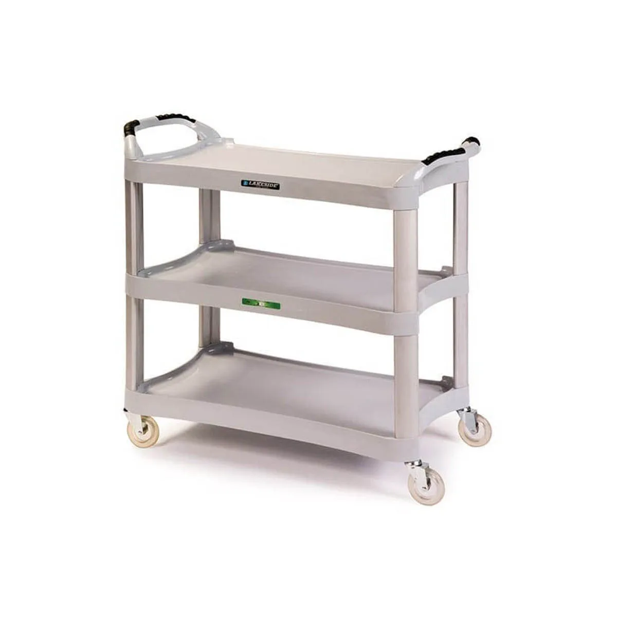 Lakeside 2510 Gray Stain-Resistant Plastic 3-Shelf Utility Cart - 20" x 42" x 37 1/2"