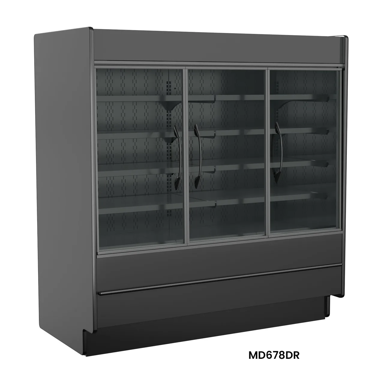 Structural Concepts MD678DR - 72" Display Case, 3 Glass Doors, Black Finish, LED, DX, 110‑120V 135W