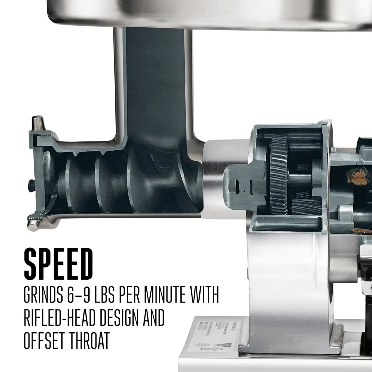 Hamilton Beach 09-1201-W Meat Grinder, 3/4 HP, #12 Hub, 360-540 lbs/hr, 4.5mm & 7mm Stainless Steel Plates, 560W 120V