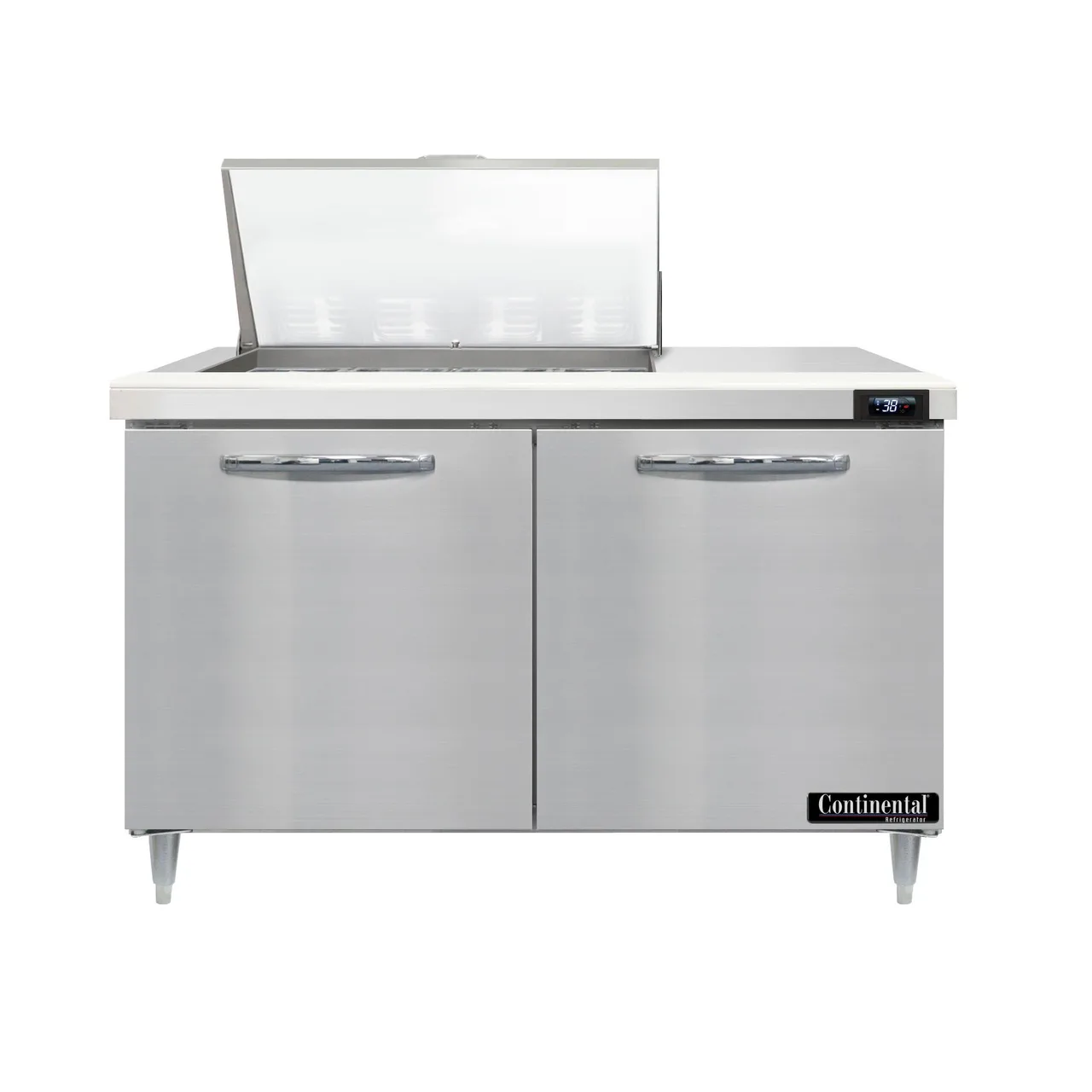 Continental Refrigerator D48N12M 48" Mega Top Sandwich Prep Table w/ 2 Doors, 12 pans