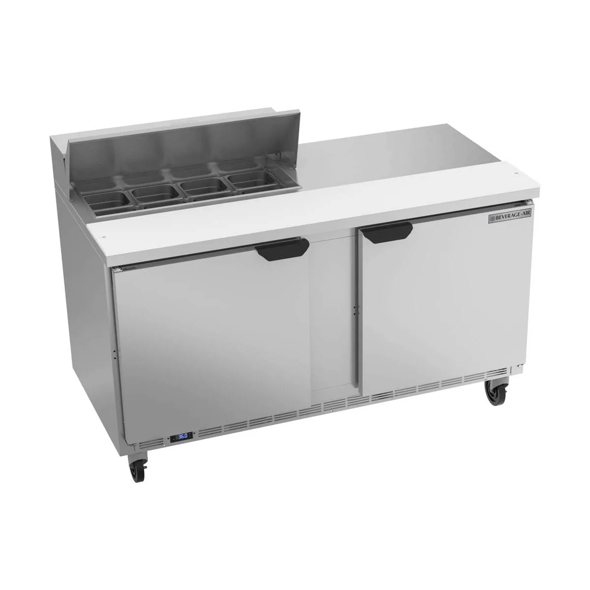 Beverage Air SPE60HC-08 60" Two Section Sandwich/Salad Prep Table w/ 2 Doors, 8 pans, 16 cu. ft.