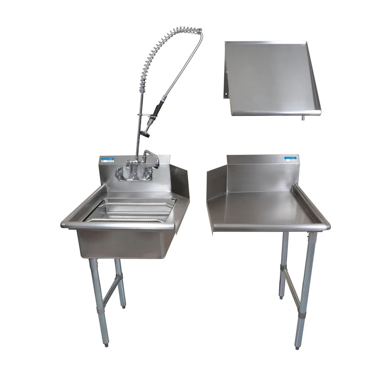 BK Resources BKDTK6-48-L-G-SS Dishtable Package w/ Pre-Rinse Unit&Basket, Soiled&Clean Dishtables