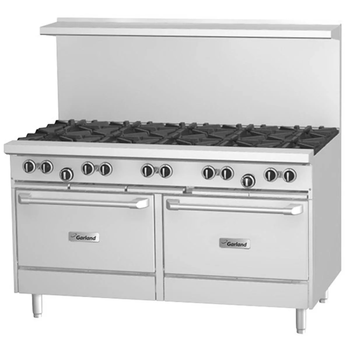 Garland US Range G60-10RS 60" Gas Restaurant Range w/ (10) Open Burners, (1) Standard Oven, (1) Cabinet Base, 368.000 BTU