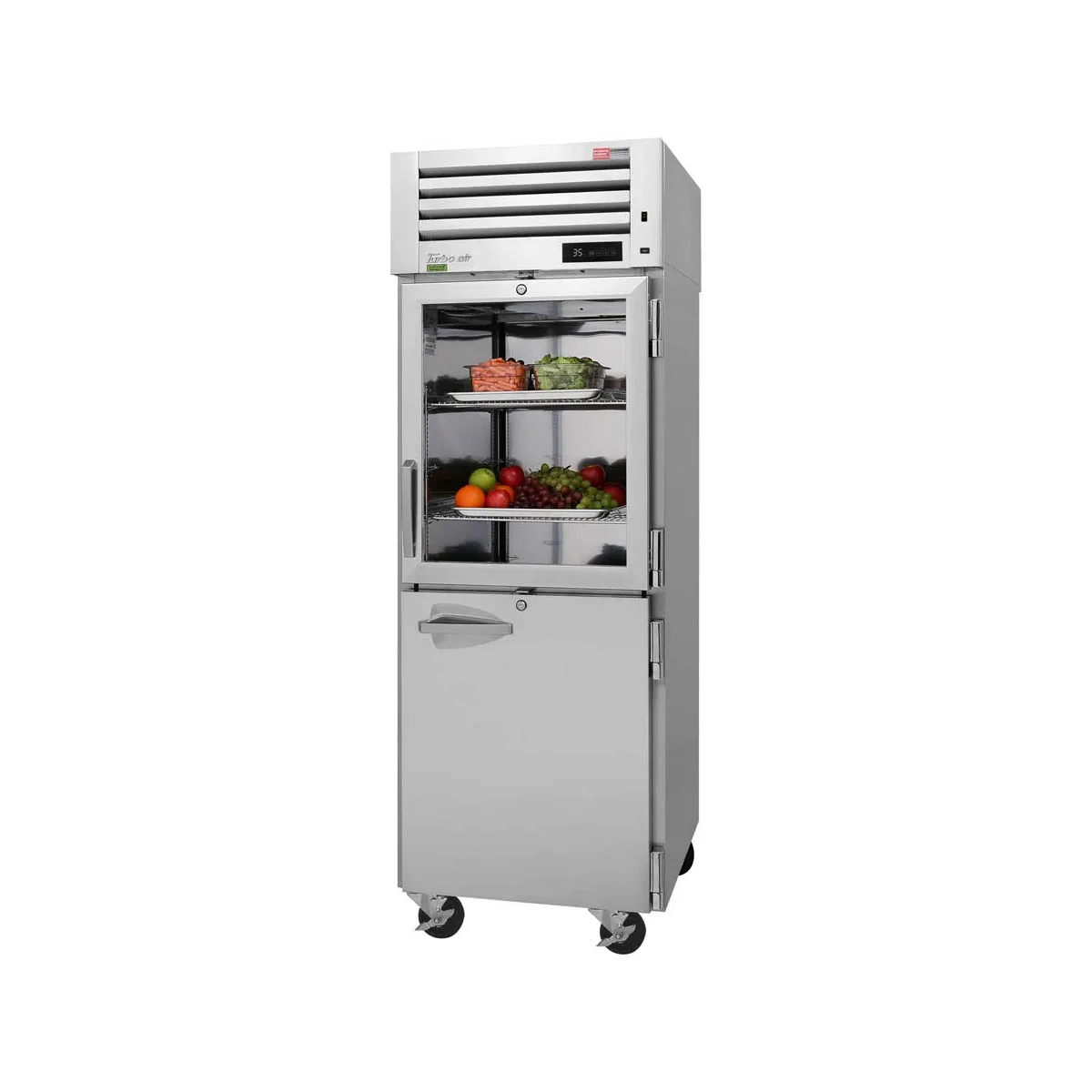 Turbo Air PRO-26R-GSH-N 28" 1-Section Reach-In Refrigerator w/ Glass & Solid Half Door, Top Mount, Stainless Steel, 25 cu. ft.