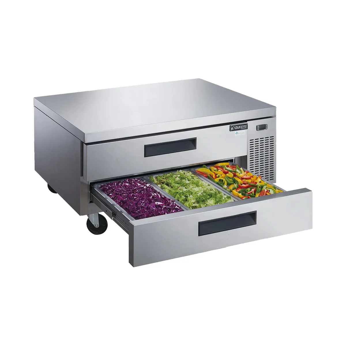 Dukers Appliance Co DCB52-60-D2 60" 2 Drawers Refrigerated Chef Base, All Stainless Steel
