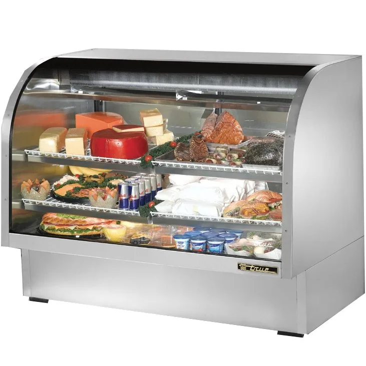True TCGG-60-S-HC-LD 60" Curved Refrigerated Deli Display Case
