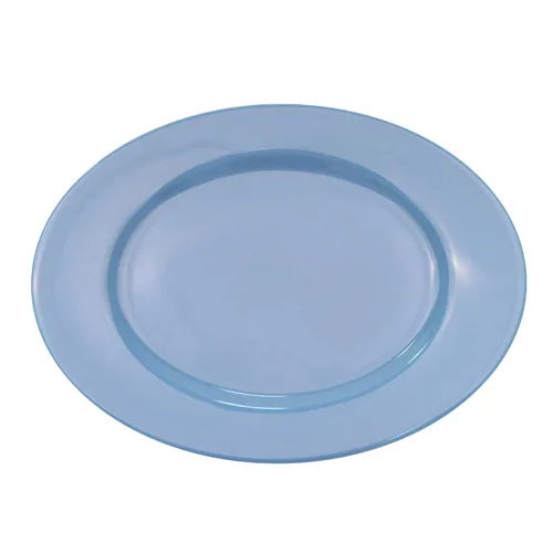CAC China LV-14-LBU - Oval Blue Platter 12-1/2"Lx8-5/8"Wx1-1/2"H, Ceramic, Rolled Edge - Dozen