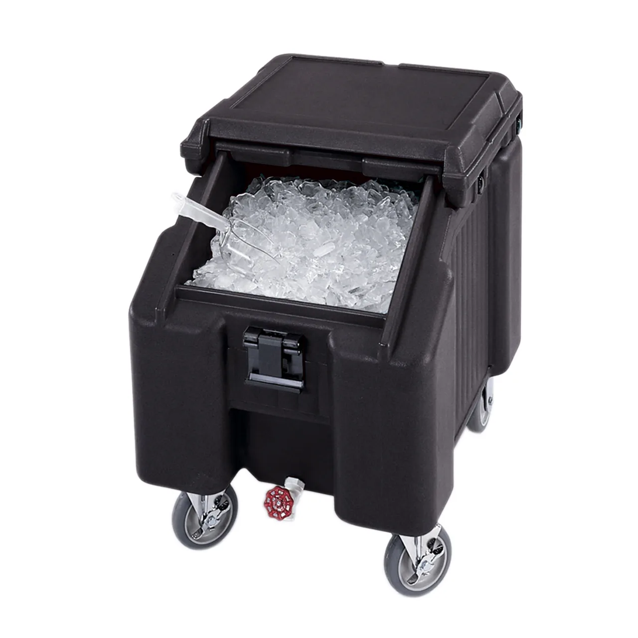 Cambro ICS100L4S110 Plastic Mobile Ice Bin / Ice Caddy, 100 lb, Black