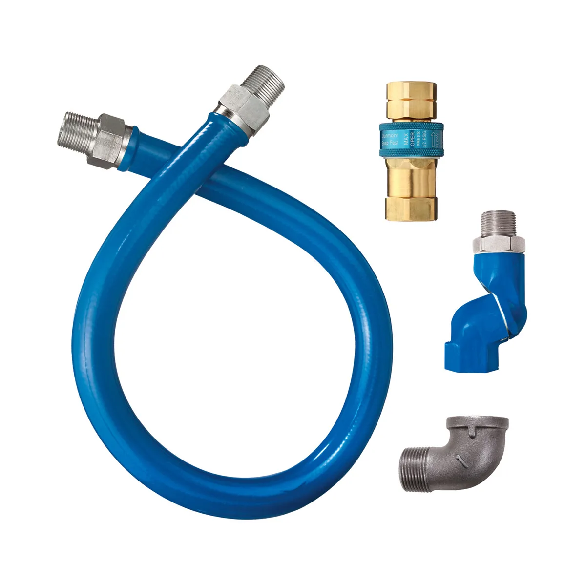 Dormont 16100BPQS24 SnapFast 24" Gas Moveable Connector Kit w/ Swivel MAX and Elbow, 1" Diameter
