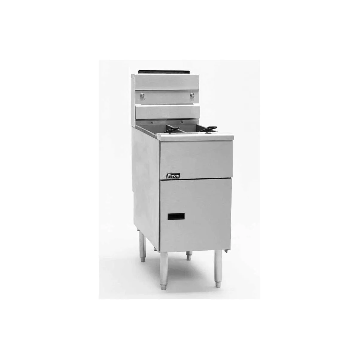 Pitco SE14TS-1FD Split Pot Floor Model Electric Fryer w/ (2) 25-Lb. Oil Tanks, Built-In Filter System
