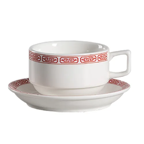 CAC China 105-2 Red Gate Saucer, 5½" Dia x 7/8" H Porcelain, Red, Oven Microwave Safe - 1 Dozen