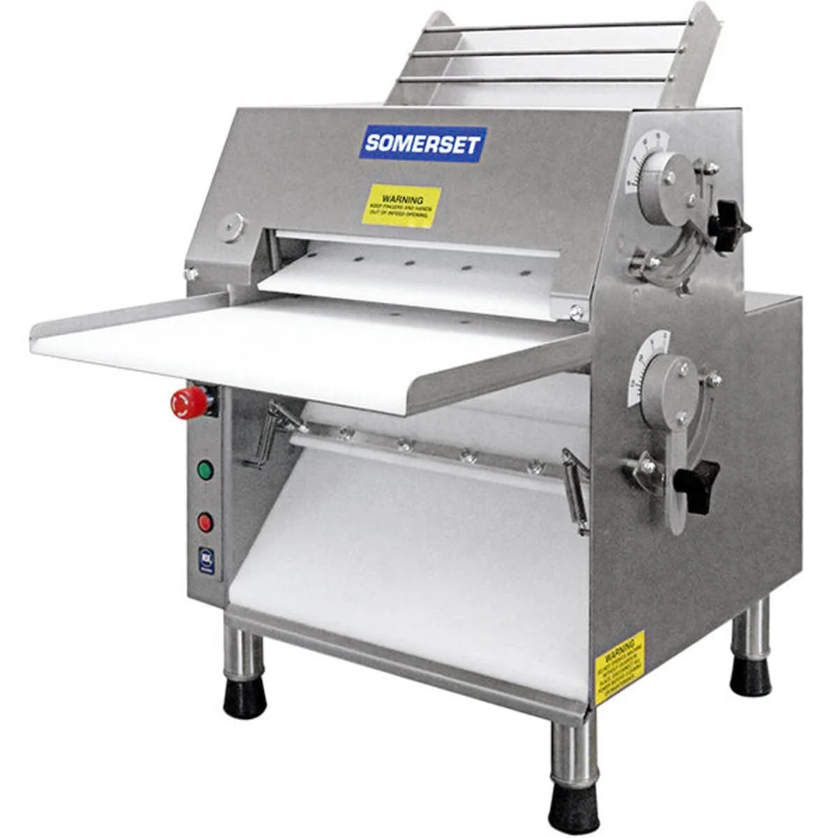Somerset CDR-1550 Countertop Double Pass Dough Roller, 15" Synthetic Rollers, Front Operation