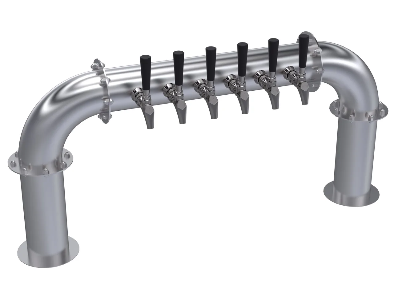 Krowne KPTP-6S Draft Beer Tower, 6-Tap, 2-Column Stainless Steel, 39" OA Length, Glycol Cooled