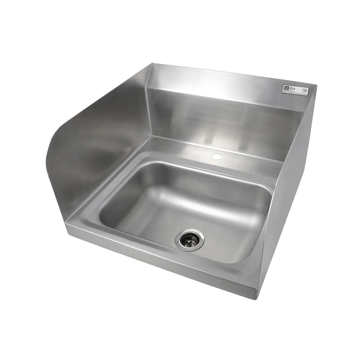 John Boos PBHS-W-1410-1DM-SSLR 14" Wall Mounted Hand Sink without Faucet-w/3 Splashes-Deck Hole