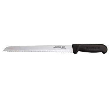 Omcan USA 12603 R‑Wave Slicer Knife – 8" Stamped Blade, Black Plastic/Poly Handle, Carving Knife