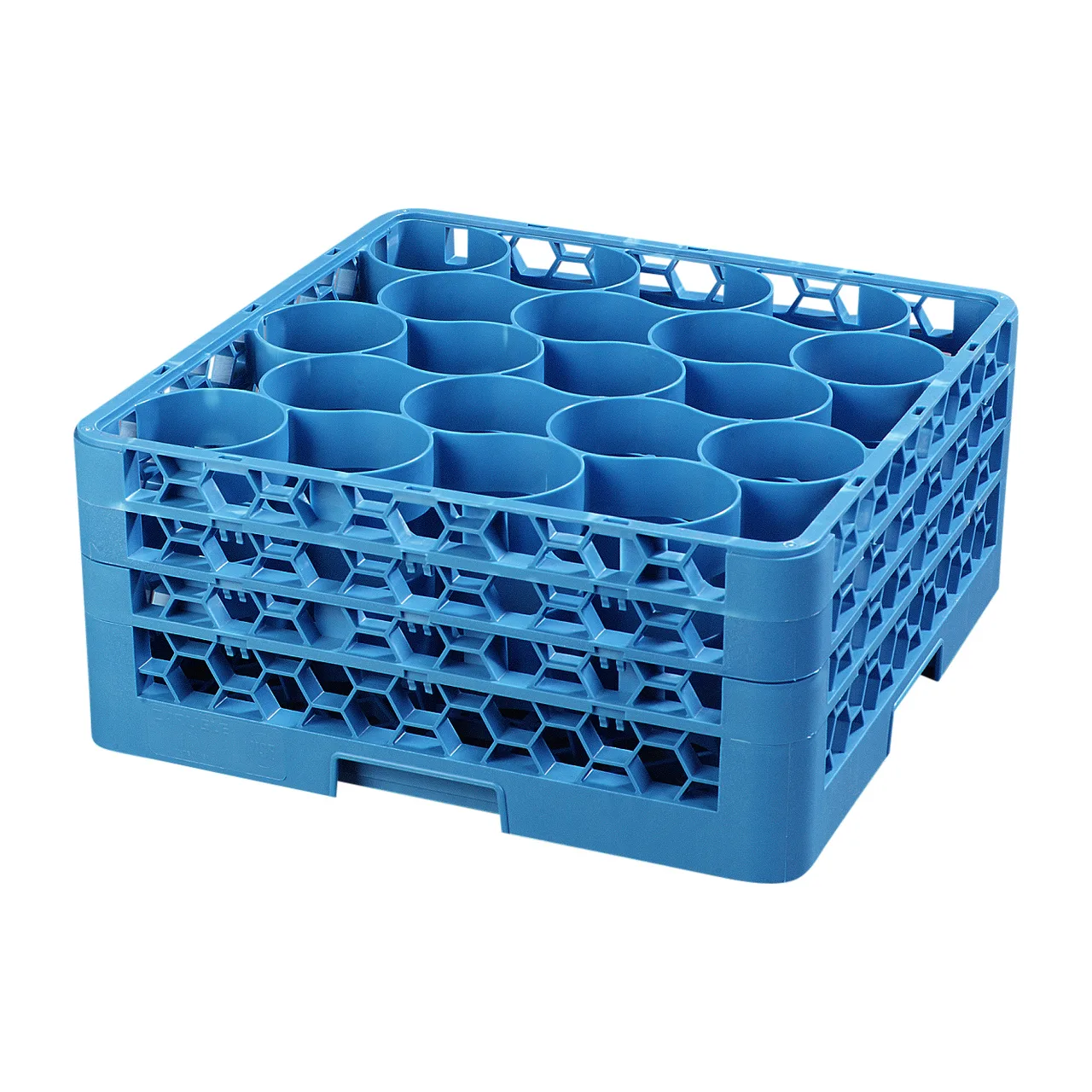 Carlisle RW20-214 OptiClean NeWave Glass Rack, 20 Rounded Compartments, 3 Sure-Lock Extenders, Holds Glasses up to 3-9/16" Diameter & 8-1/2" Height, Polypropylene, Textured Blue, NSF Certified, BPA Free, Made in USA