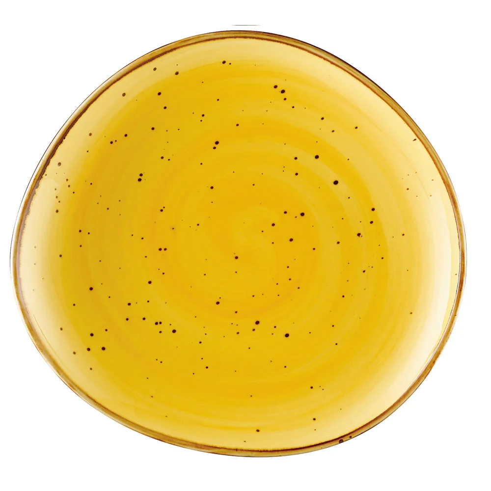 CAC China TUS-16-SFL Tucson Plate, 10-3/8" x 9-5/8" Porcelain Sunflower Glaze, Safe - Dozen