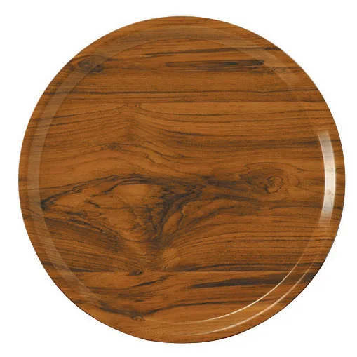 Cambro 900304 Camtray Round 9" Diameter Fiberglass Tray, Country Oak Finish - NSF Certified