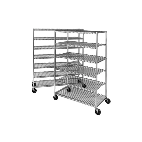 Channel 568 Aluminum 7 Shelves Mobile Cooling Shelving w/ 9" Shelf Spacing