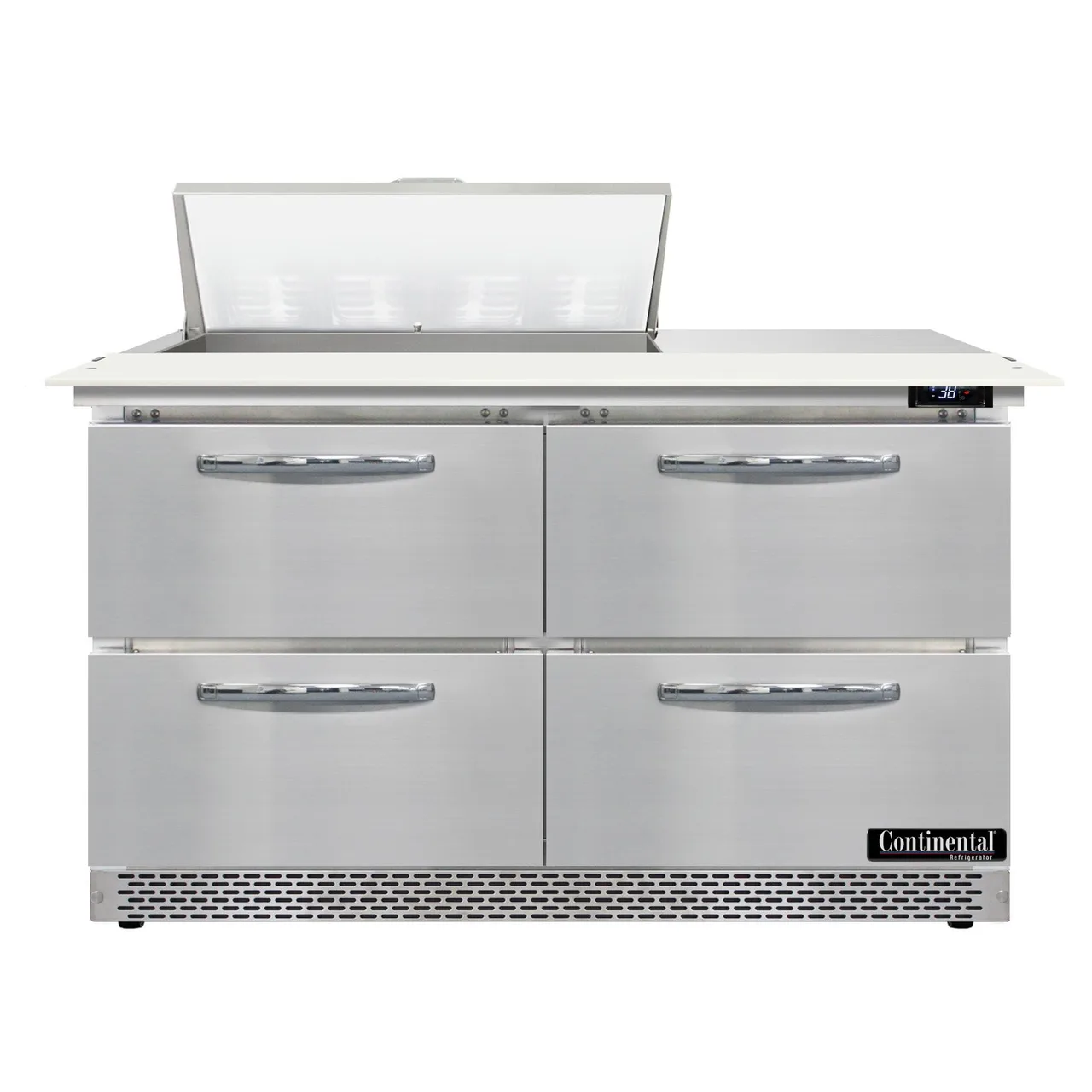 Continental Refrigerator SW48N8C-FB-D 48" Sandwich / Salad Prep Table w/ 4 Drawers, 8 Pans