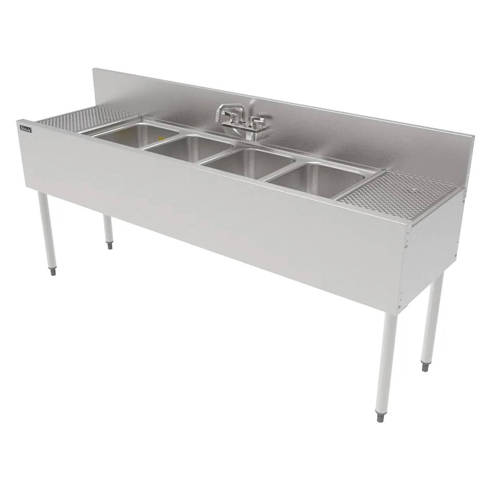 Perlick TS72M4-DB Underbar Sink Units, 4 Compartment with 2 Drainboards