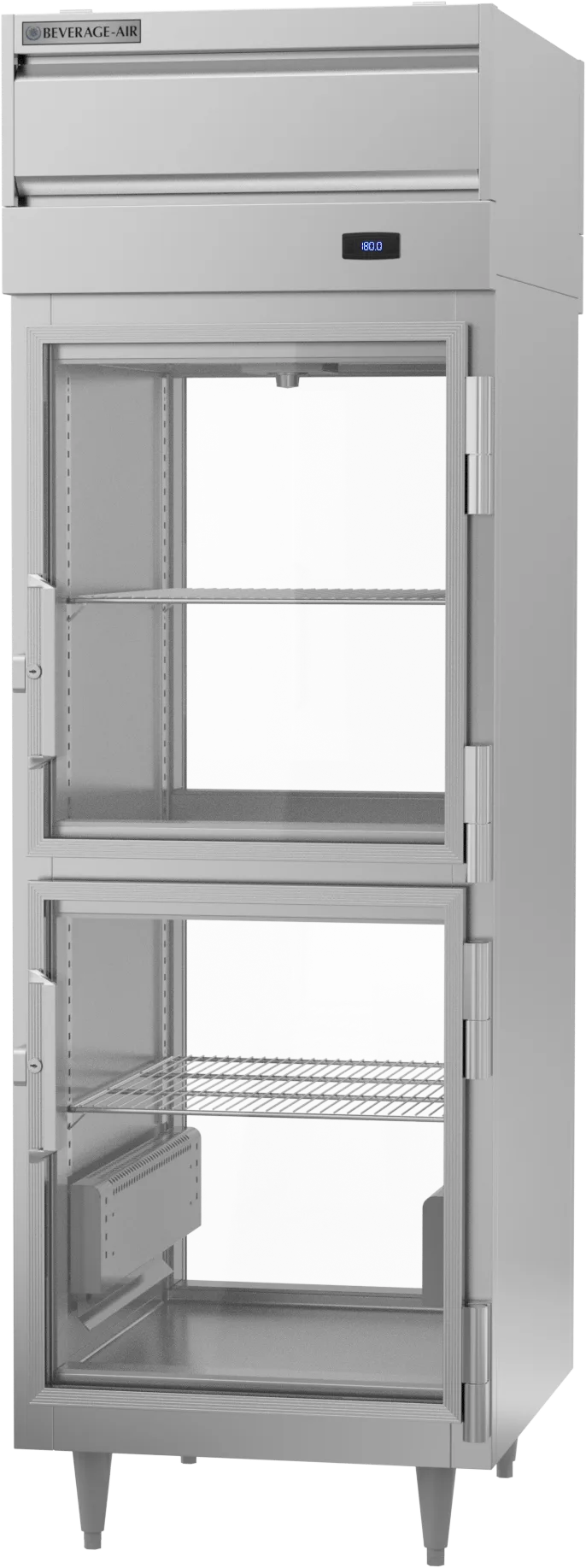 Beverage Air PH1-1BHG-PT 1-Section 4-Half-Height Glass Door Heated Holding Cabinet 21.5 cu. ft., Stainless Steel/Aluminum