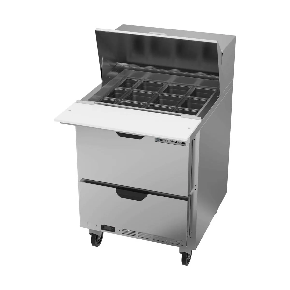 Beverage Air SPED27HC-12M 27" Mega Top Sandwich / Salad Prep Table w/ 2 Drawers, 12 Pans