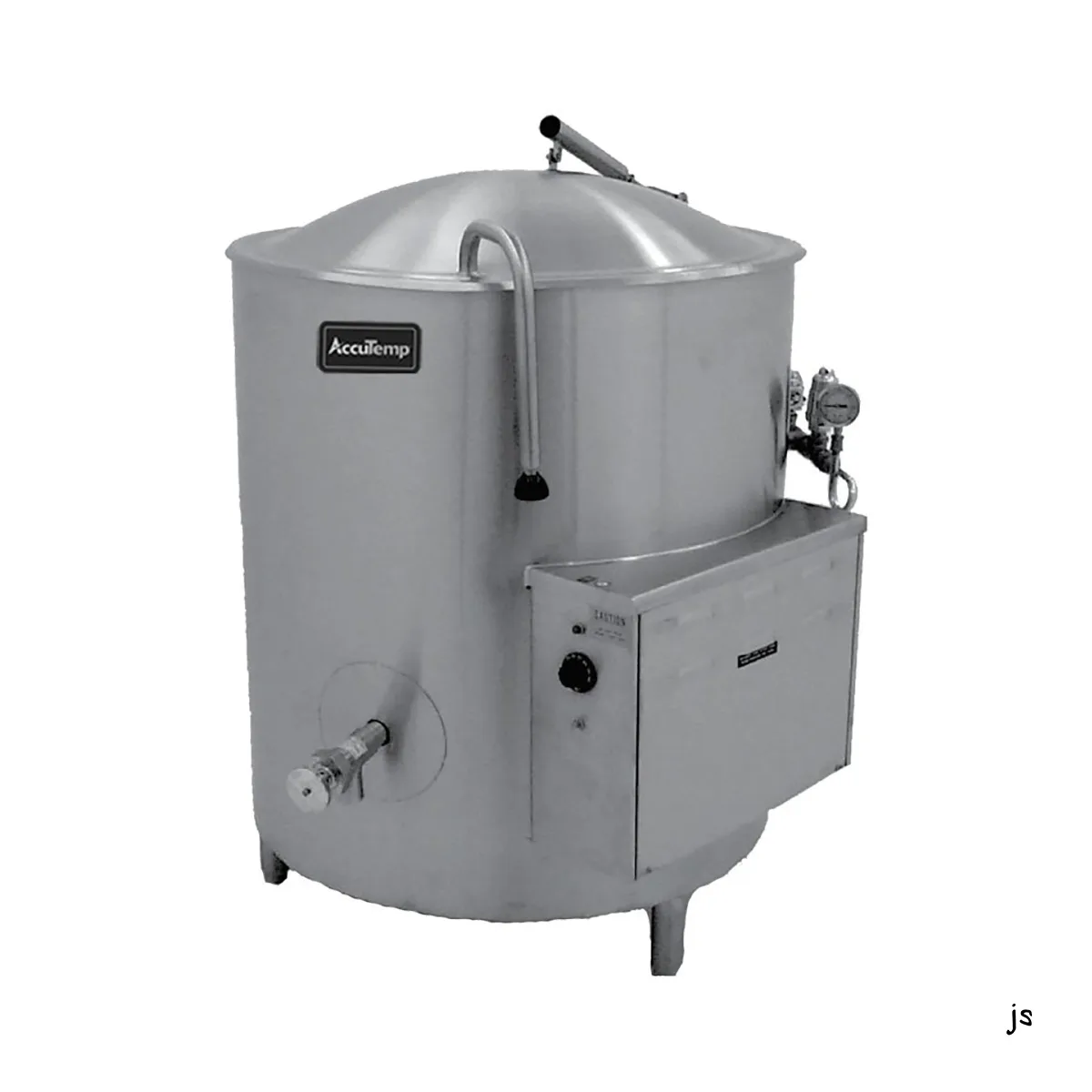 AccuTemp ALHEC-30 30 Gallon Floor Stationary 2/3 Steam Jacketed Electric Kettle w/ Leg Mounted Base
